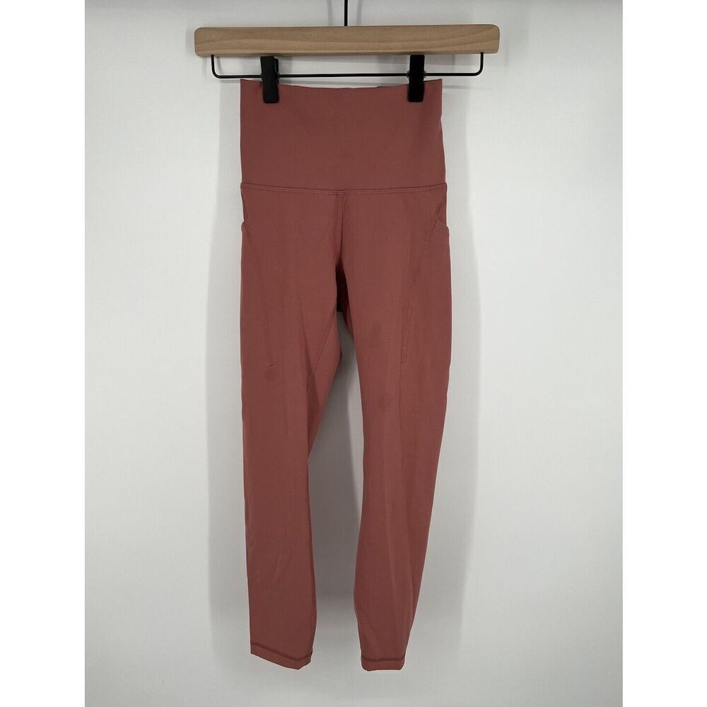 LULULEMON Wunder Train HR Crop W/Pockets 23" Coral Red Size LW6CEPS